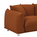 Originality Shapes Curry Lambswool Sherpa 4 Seater Sofa With Metal Legs, Solid Wood Frame Couch with 3 Pillows, Linear and Modular Version Design, Possibility Combined Armchair Current Style