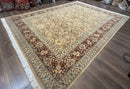Fine Pak Persian Rug 9x12, Gold and Wine Red, Panel Design, 330 KPSI