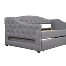 Elegant Upholstered Twin XL Daybed with LED Belt, 2 Drawers, Gray Linen Finish