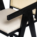 27' Height, Cream Grey Woven Cane Plastic Backrest Bar Stool - Foam-Padded Fabric Seat & Durable Rubberwood Frame