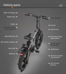 20x4.0 Inch Foldable Fat Tire Electric Bike 48V 12.5AH Extended Range Dual Disc Brakes  Fenders
