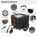 2-in-1 Bike & Pull-Behind Pet Trailer – Convertible Dog/Cat Carrier with Detachable Bike Hitch & Built-in Towing Handle – All-Terrain Wheels for Cycling and Hand-Pulled Transport, Orange and Black
