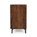 TREXM Wood Accent Cabinet with Storage, Rustic Mango Wood Storage Cabinet with Fluted Design and Adjustable Shelf for Dining Room, Kitchen, and Living Room (Honey)