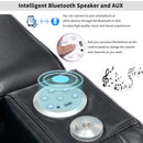 Modern PU Leather Power Recliner with Cooling Cup Holder, Bluetooth Speaker, LED Lights, and Tray Table in Black