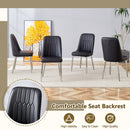 Table and chair set.63*31.4 Inch Luxurious Cold Jade Sintered Stone Dining Table Set - 6 Black Chairs With Silver Metal Legs.Modern Light Luxury.Perfect For Dinner Room,Meeting Room,Kitchen,etc.