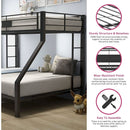 Twin XL Queen Bunk Bed In Sandy Black Finish Metal Slats