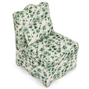 Elegant Flannel Single Dining Chair with Soft Seat Cushion and Backrest, Green, Wood Frame