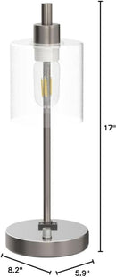 Set Of 2 Industrial Table Lamps With Glass Shade And Stepless Dimming
