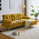 Modern Velvet L-Shaped Sectional Sofa for Living Room or Bedroom, Yellow, 82.6'
