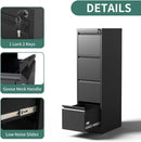 4 Drawer File Cabinet With Lock Black Metal Vertical Filing Cabinet