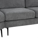111' Upholstered 3-seater Sofa Curved Sofa Couch with Two Printed Pillows for Living Room, Dark Gray