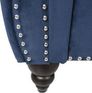 Three Piece Blue Velvet Chesterfield Sofa Set With Club Chair And Loveseat For Living Room