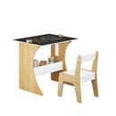 Kids Table Set with One Chair, Multifunctional Wooden Children Study Table-Convertible Tabletop for Study, Drawing & Play, Natural