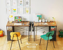 32-Inch Vintage Desk With Drawers And Charging Station