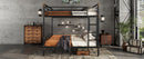 Queen over Queen Metal Bunk Bed, Industrial Detachable Bunkbeds with Safety Guard Rails for Teens, Black(Old SKU W2580S00006)