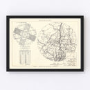 Vintage Map of the Stewart Air Fore Base Vicinity, 1952