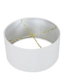 16"W 2 Light Swag Plug-In Pendant  White Linen Drum with Diffuser White Cord