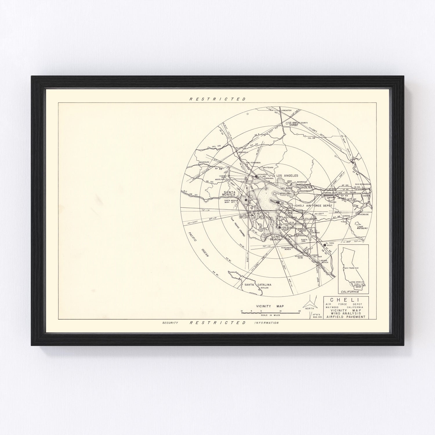 Vintage Map of the Cheli Air Force Depot Vicinity, 1952