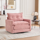 UNITED WE WIN Swivel Barrel Chair - Mid Century Modern Chair, Thick Padded Arm Chair with Solid Metal Base, Comfortable Single Sofa Chair, Swivel Accent Chair for Living Room Bedroom