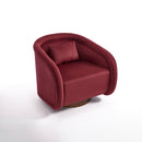 Swivel Accent Chair, 360-degree Swivel Barrel Chair with Velvet Fabric Upholstery, Comfy Pumpkin-Shaped Swivel Chair for Living Room, Bedroom, or Office