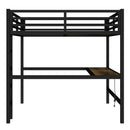 Metal Queen Size Loft Bed with Power Outlet and LED Lighted, Space-Saving, Noise Reduced, Black
