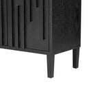 U_Style 59.8' 4-Door Sideboard,Hidden Handle,Distinctive Solid Ash Veneer Buffet with Storage, Farmhouse Sideboard TV Stand for Living Room, Hallway, Dining, Wood Office Credenza(Black)