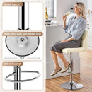 Beige Adjustable PU Leather Swivel Bar Stools Set Of 2