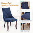 Blue Linen Dining Chairs Set Of 4 With Channel Tufting
