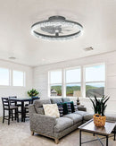 20 Inch Black Ceiling Fan With Remote Dimmable Light 3000K 6000K Low Profile Energy Efficient