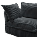 Slip-covered Armchair with 1 Big Back Cushion and 2 Big Toss Pillows, Single Deep Seat Comfy Single Couch Sofa Multiple Large Soft Pillows, Grey  Corduroy Fabric
