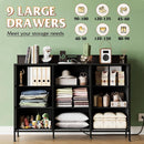 Black Dresser TV Stand 55 Inch With LED Lights And Charging Station