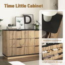 Modern 6-Drawer Natural Wood MDF Cabinet with Metal Rounded Corners and Exquisite Handles – Multi-Functional Storage