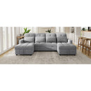110.2' Oversized U-shaped Sofa Versatile Sectional Sofa Pull-out Sofa Bed with Double Storage Chaise Lounges and Two USB Ports for Living Room,Gray