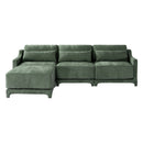 Elegant Green Chenille Two-Seater Sofa with Ottoman & Lumbar Pillows, Ergonomic Design, Easy Install