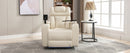 Home Theater Recliner with 270 Degree Swivel, PU Leather, Power Recliner with Tray Table, Phone Holder, Cup Holder, USB Port, White