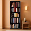 5 Tier Wood Bookcase Freestanding Black Home Office