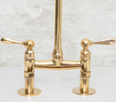 Elegant Unlacquered Brass Kitchen Bridge Faucet with Stylish Lever Handles