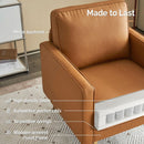 Brown PU Leather Accent Chairs Set Of 2 With Gold Legs