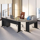 83in Gray Farmhouse L Shaped Desk With Mobile File Cabinet