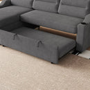 MH83.5' Convertible Sleeper Combo Sofa, Convertible Sofa Bed Polyester Pullout Bed with Storage Recliner and Cup Holder for Living Room, Tight Spaces