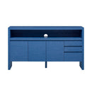 U_Style 60' 3-Door Sideboard with 3 Drawers - Modern Solid Ash Veneer MDF Sideboard, Semi-Open Shelf & Center Semi-Circular Cutout in Back Panel, Large Storage Cabinet for Living Room, Hallway, Dining