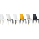 4 Dining Chair Set, White Dining Chair Set, PU Material High Back Seat and Sturdy Black Leg Chair for Dining Room, Kitchen and Living Room c-010