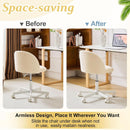Armless Creamy Beige Teddy Fleece Office Desk Chair With Wheels