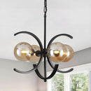 Black Sputnik Chandelier 4 Light Amber Glass Globes