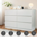 Modern 6 Drawer Dresser with Spacious Countertop and Concealed Handles, Storage Cabinet for Bedroom and Living Room, White MDF