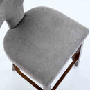 Mid Century Modern Counter Height Bar Stools Set of 2, Farmhouse Linen Fabric Upholstered Accent Chair Curved Backrest with Copper Nails around,Kitchen Chairs with Hardwood Frame, Gray