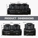 Power Reclining Leather Sofa Set With USB Ports Black