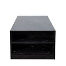 Modern Coffee Tables for Living Room, LED Coffee Table, Storage Coffee Table, Small Coffee Table, Wood Center Table with 2 Drawers and Open Side Shelf