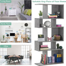 Gray Five Tier Geometric Bookshelf Set Of 2 70 Inch Tall