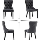 Velvet Dining Chairs Set Of 6 Black And Dark Grey Nailhead Trim